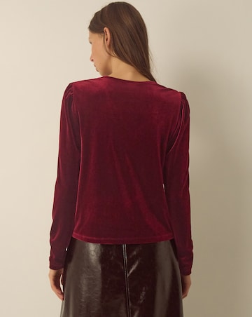 Monsoon Lexi Lace Trim Velvet Top