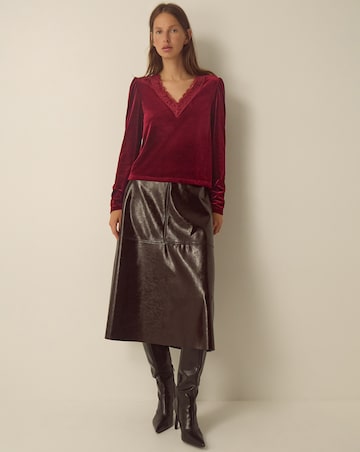 Monsoon Lexi Lace Trim Velvet Top