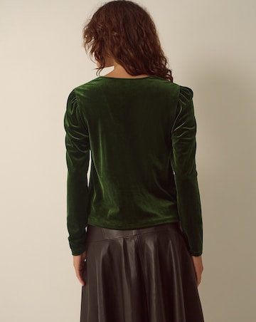 Monsoon Lexi Lace Trim Velvet Top