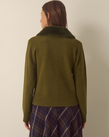 Monsoon Flo Faux Fur Collar Cardigan