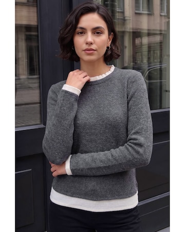 Roman Frill Contrast Stretch Jersey Top