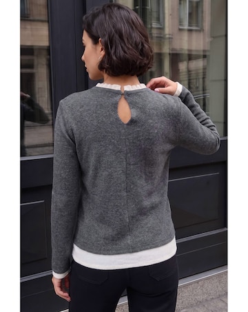 Roman Frill Contrast Stretch Jersey Top