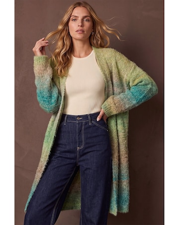 Roman Ombre Longline Knit Cardigan