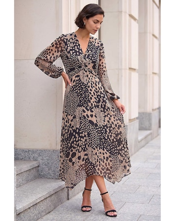 Roman Animal Print Twist Front Dress
