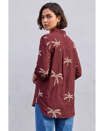 Roman Embroidered Palm Print Shirt
