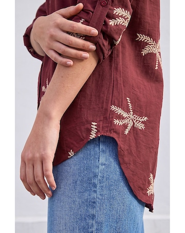 Roman Embroidered Palm Print Shirt
