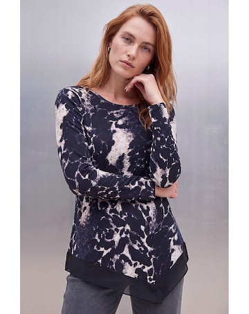 Roman Animal Print Chiffon Hem Top