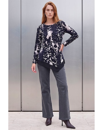 Roman Animal Print Chiffon Hem Top