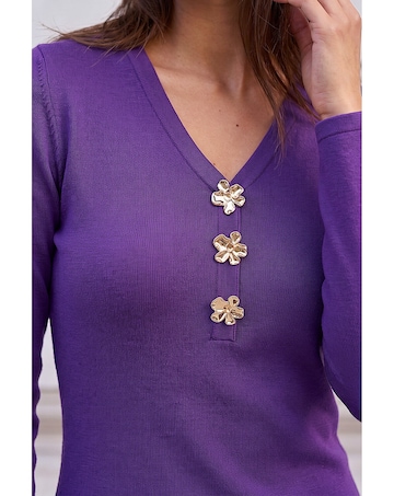 Roman Floral Button Knitted Dress