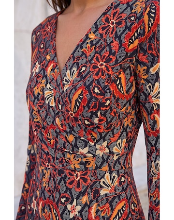 Roman Floral Gathered Midi Dress