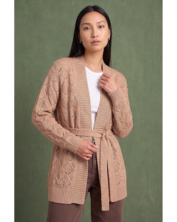 Roman Pointelle Belted Cardigan