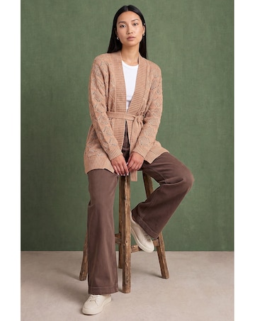 Roman Pointelle Belted Cardigan