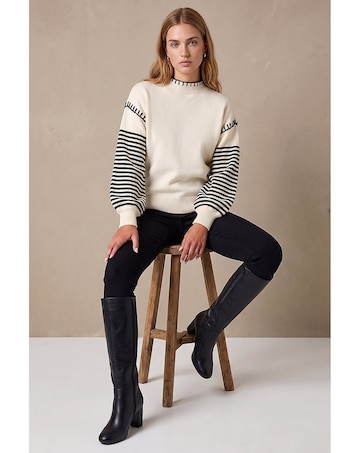 Roman Contrast Stitch Stripe Jumper