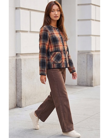 Roman Check Buttoned Throw On Jacket