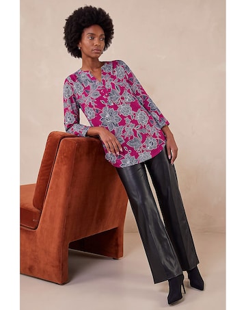 Roman Floral Puff Print Stretch Shirt