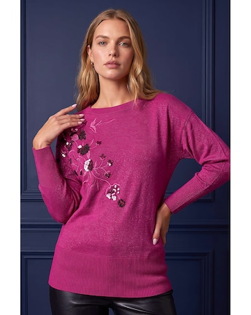 Roman Sequin Floral Knit Jumper