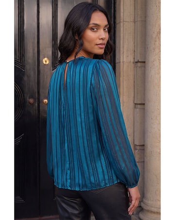 Roman Satin Stripe Pleated Top