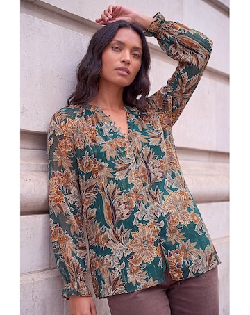 Roman Metallic Floral Blouse