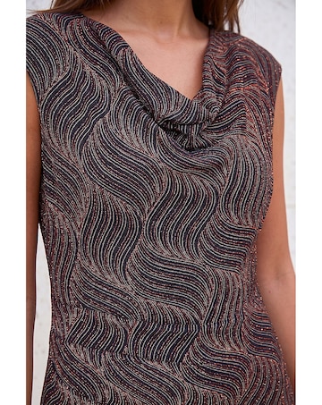 Roman Shimmer Cowl Neck Dress