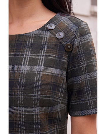 Roman Check Button Detail Dress