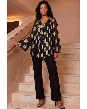 Roman Floral Frill Button Blouse
