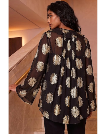 Roman Floral Frill Button Blouse