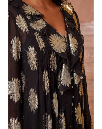 Roman Floral Frill Button Blouse