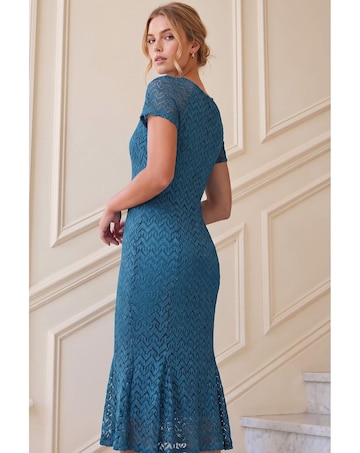 Roman Sparkle Lace Flute Hem Dress