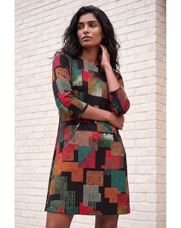 Roman Geo Print Shift Stretch Dress