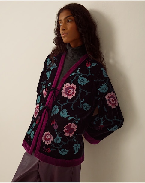 Monsoon Agnes Embroidered Kimono Jacket