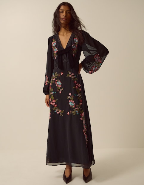 New In - Monsoon Margot Embroidered Midi Dress