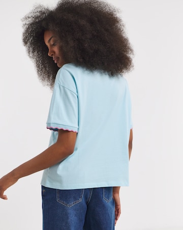 Simply Be Pale Blue Scallop Trim Boxy T-Shirt