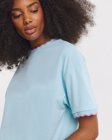 Simply Be Pale Blue Scallop Trim Boxy T-Shirt