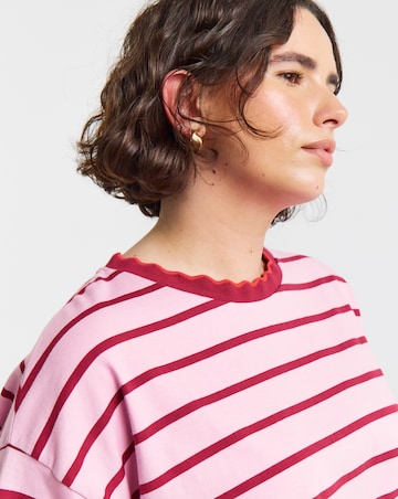 Simply Be Striped Scallop Trim Boxy T-Shirt