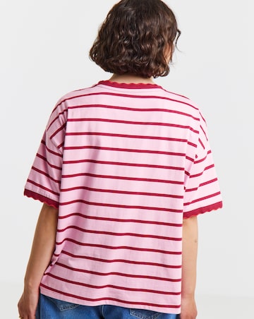 Simply Be Striped Scallop Trim Boxy T-Shirt