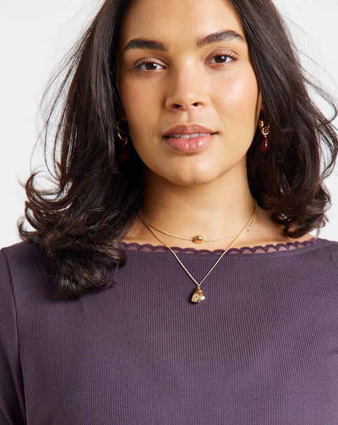 New In - Lace Slash Neck LS