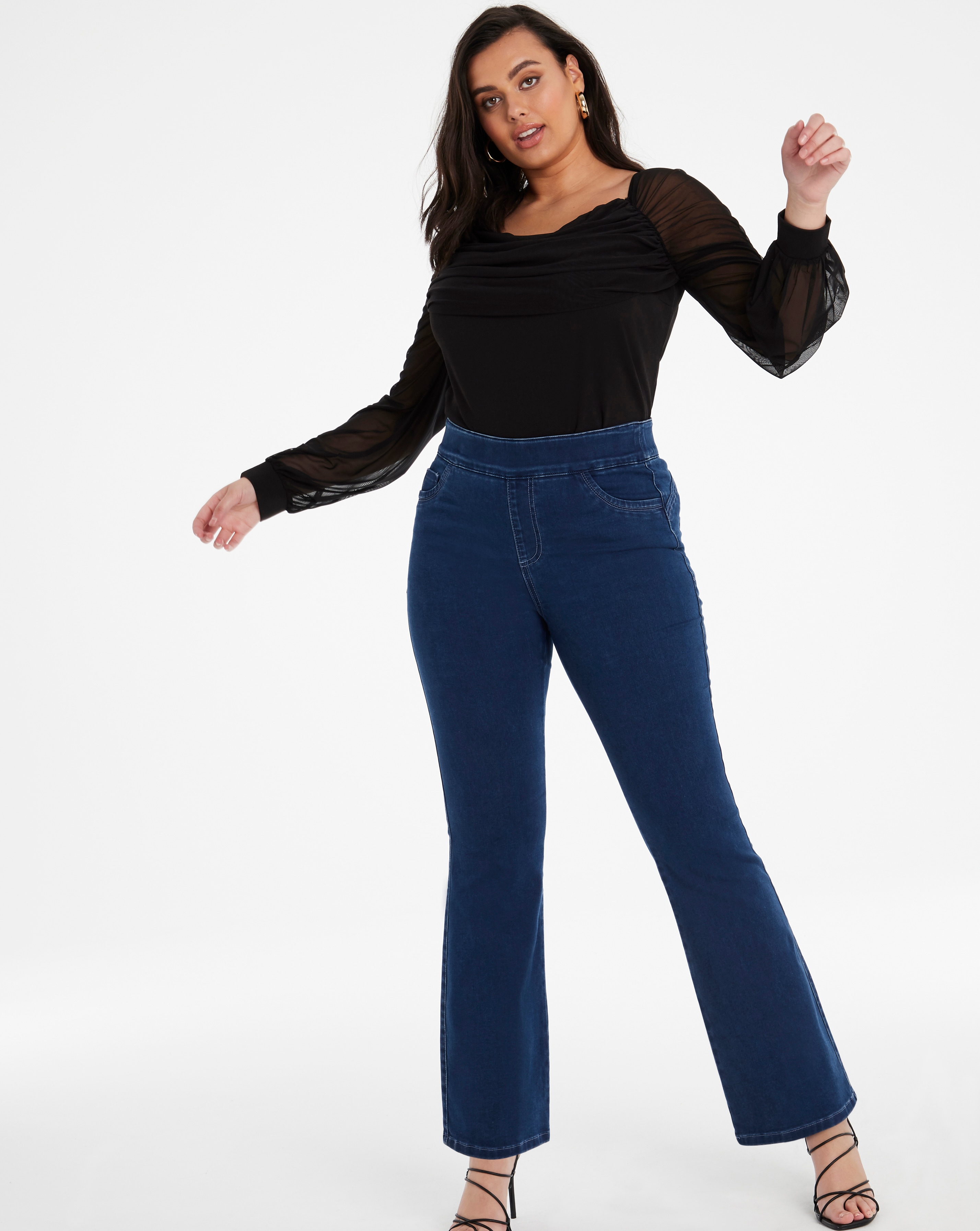 Pull On Power Blue Bootcut Jeggings 