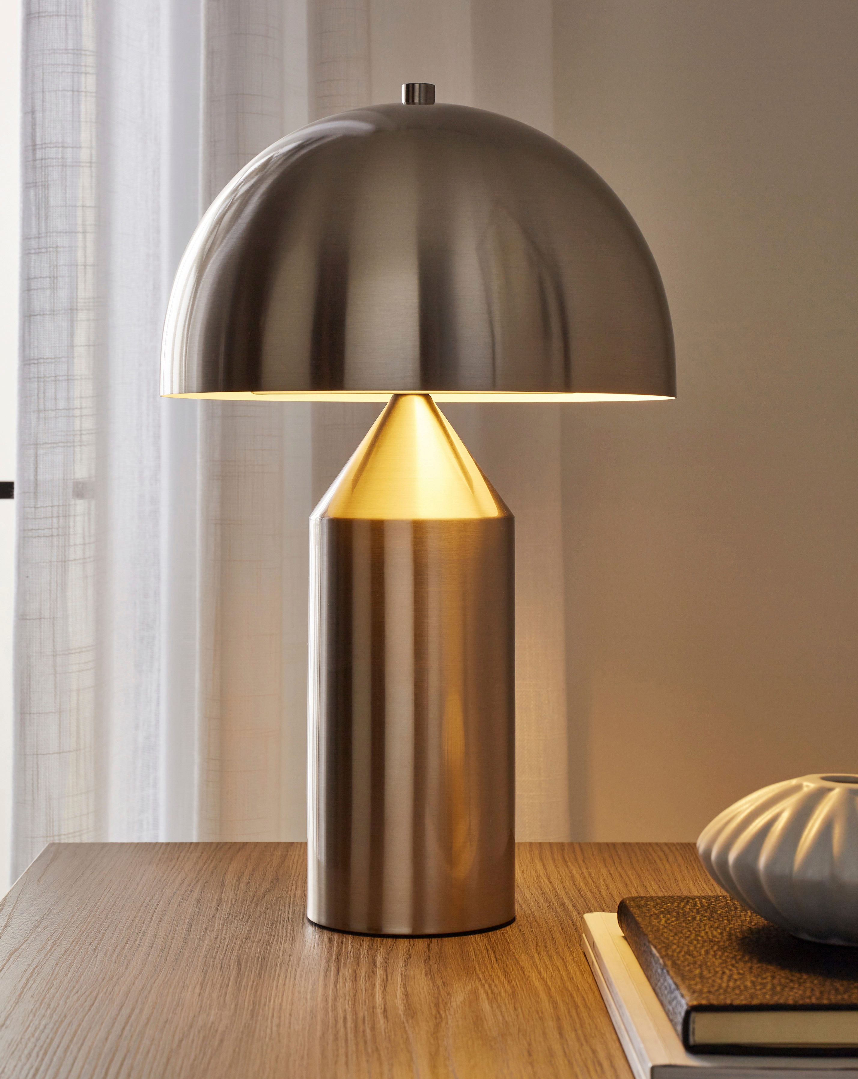 Satin Silver Dome Table Lamp