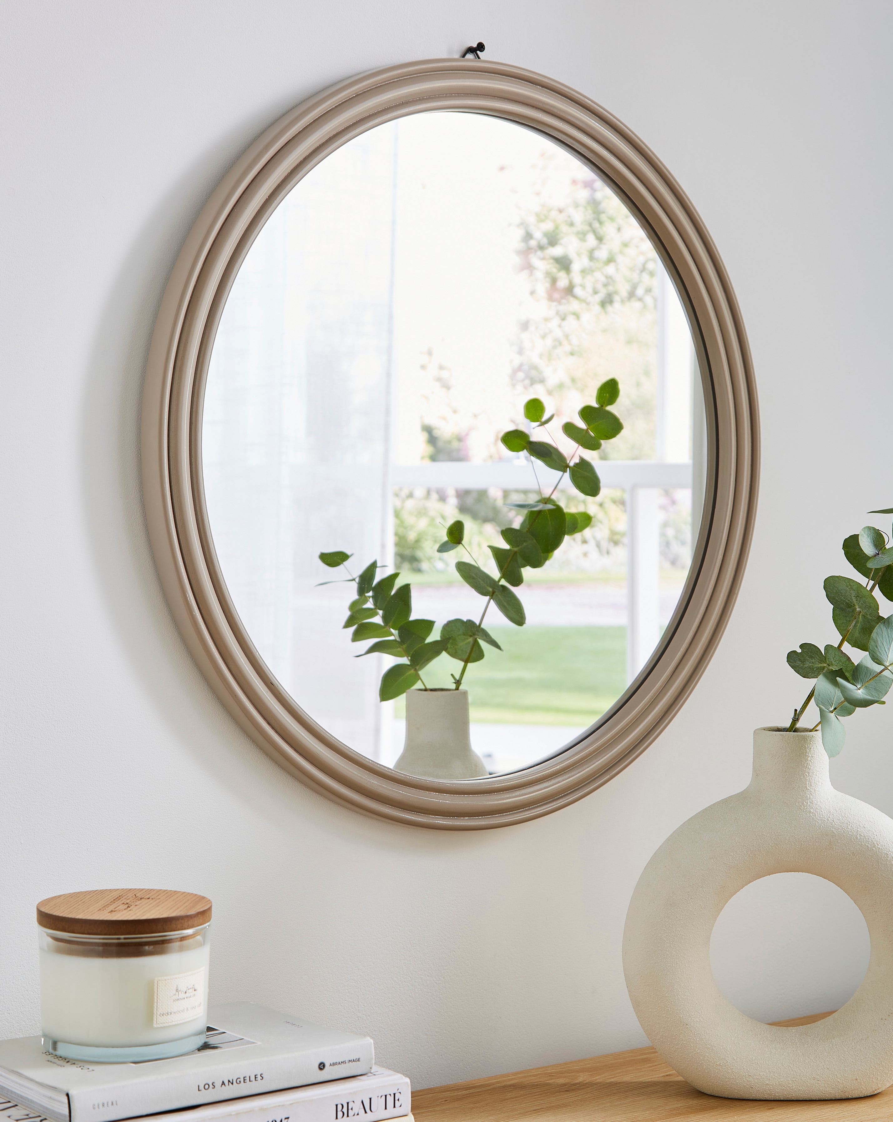 Round Grey Wall Mirror