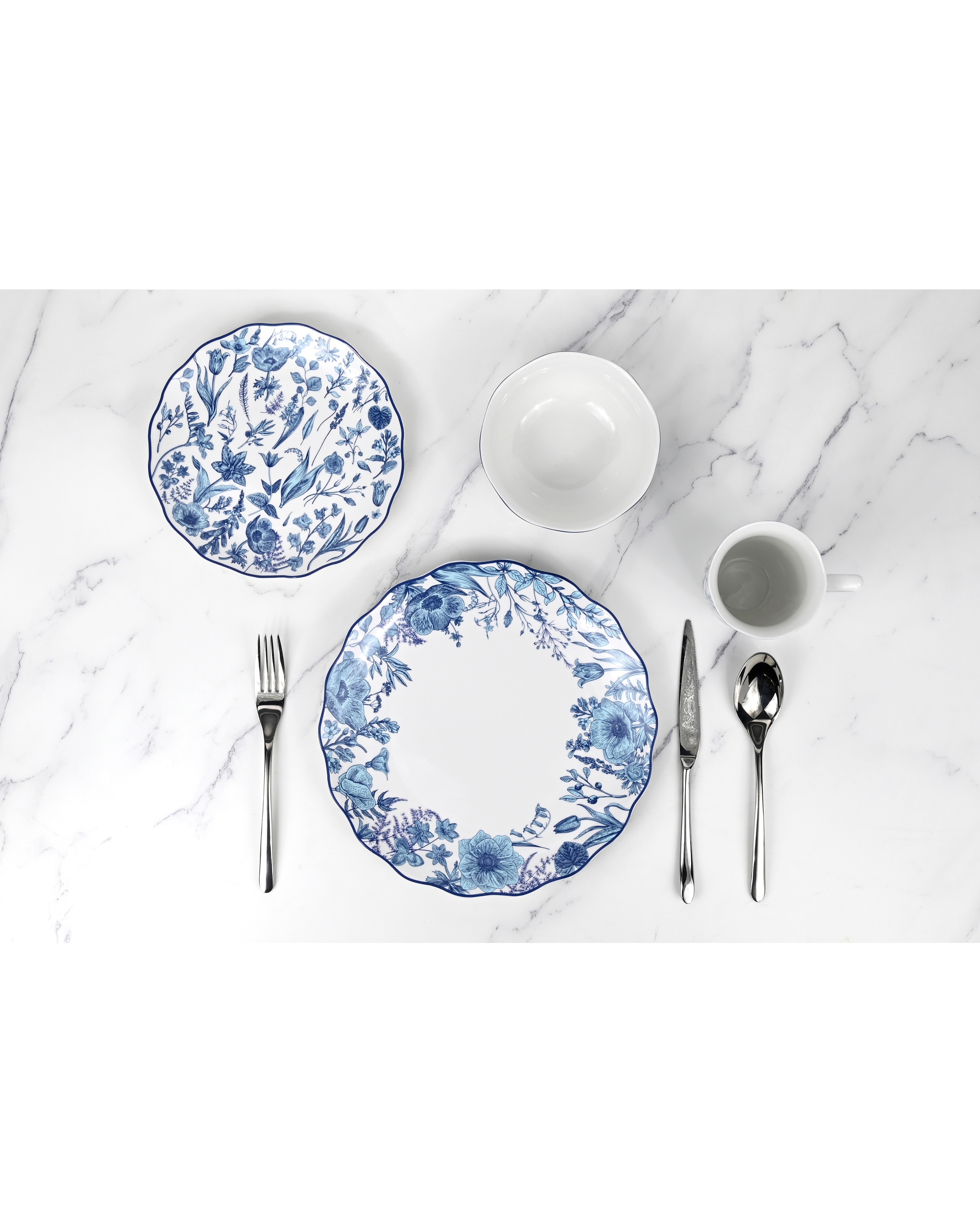 Waterside 16 Piece Blue Floral Set
