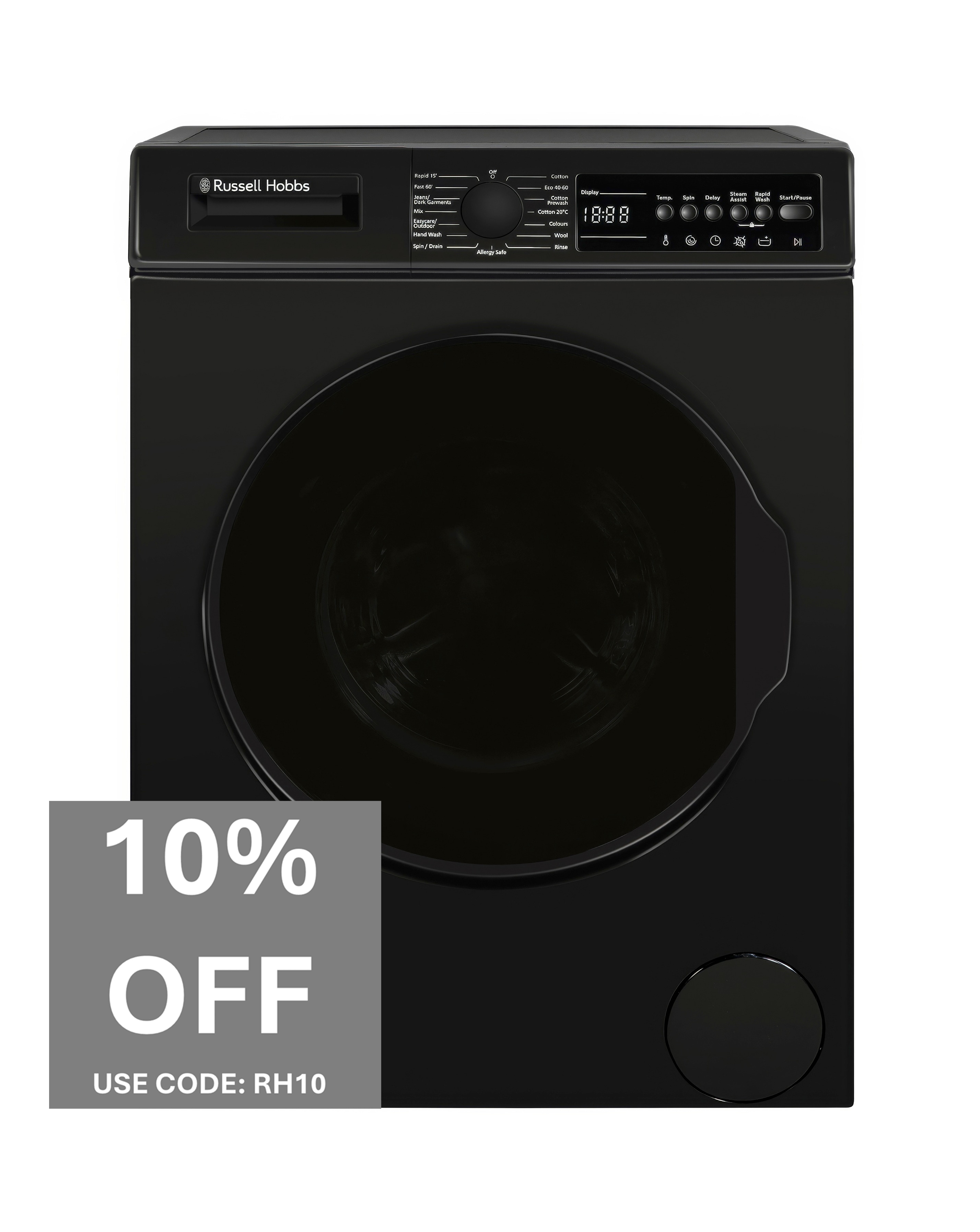 New In - RH RH914W116B Washing Machine Black Inst