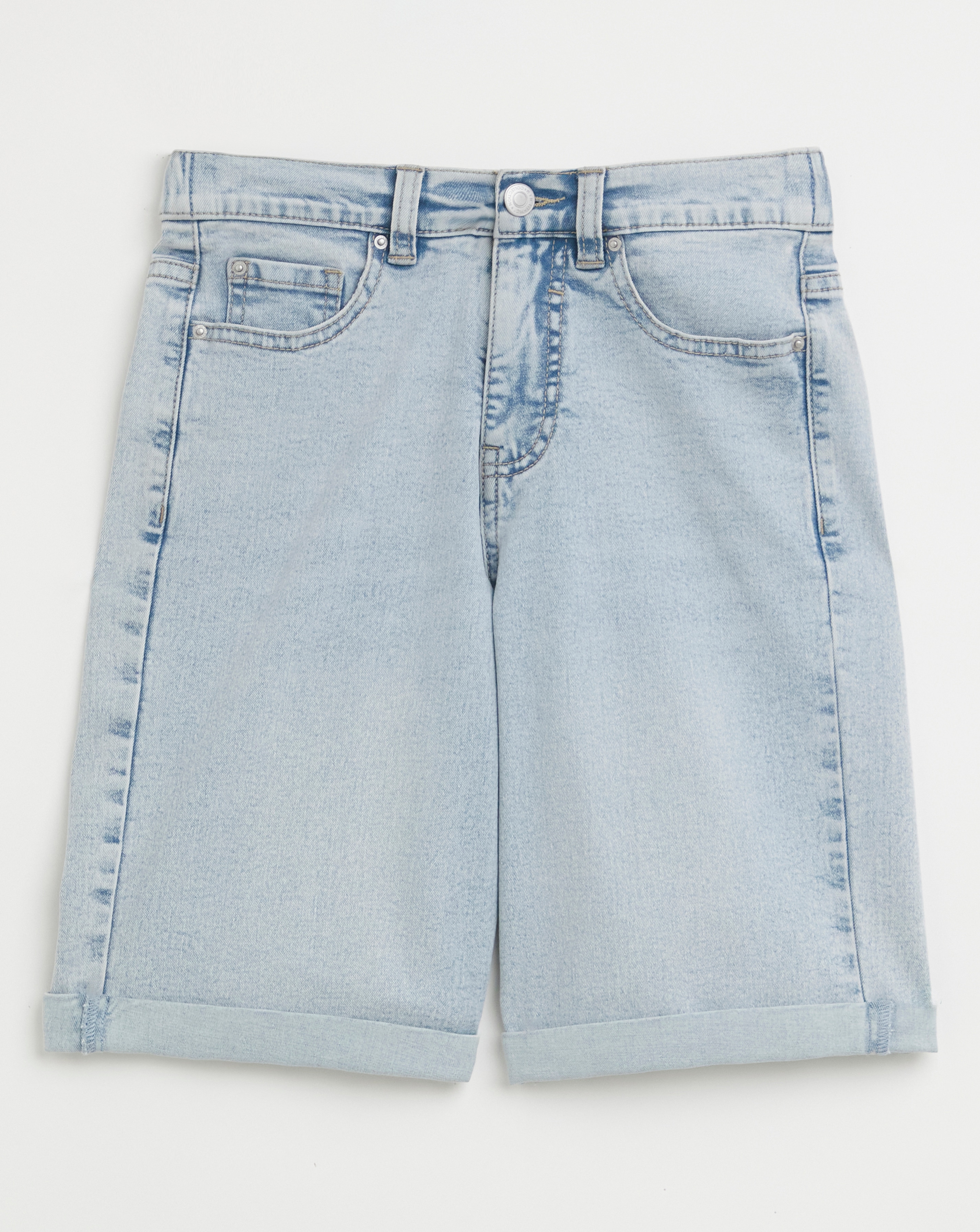 Light Blue 24/7 Knee Denim Shorts