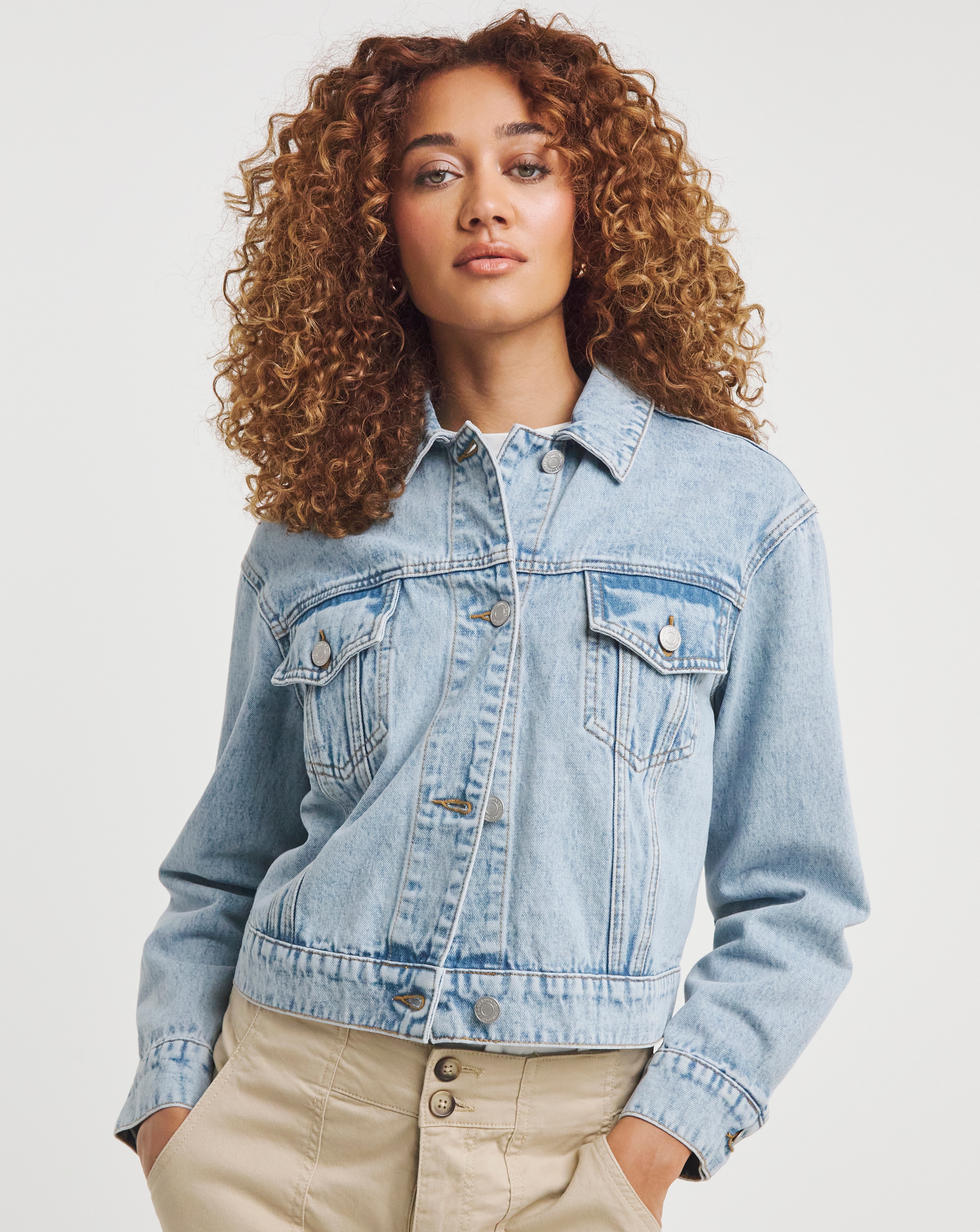 Light Blue Cropped Denim Jacket