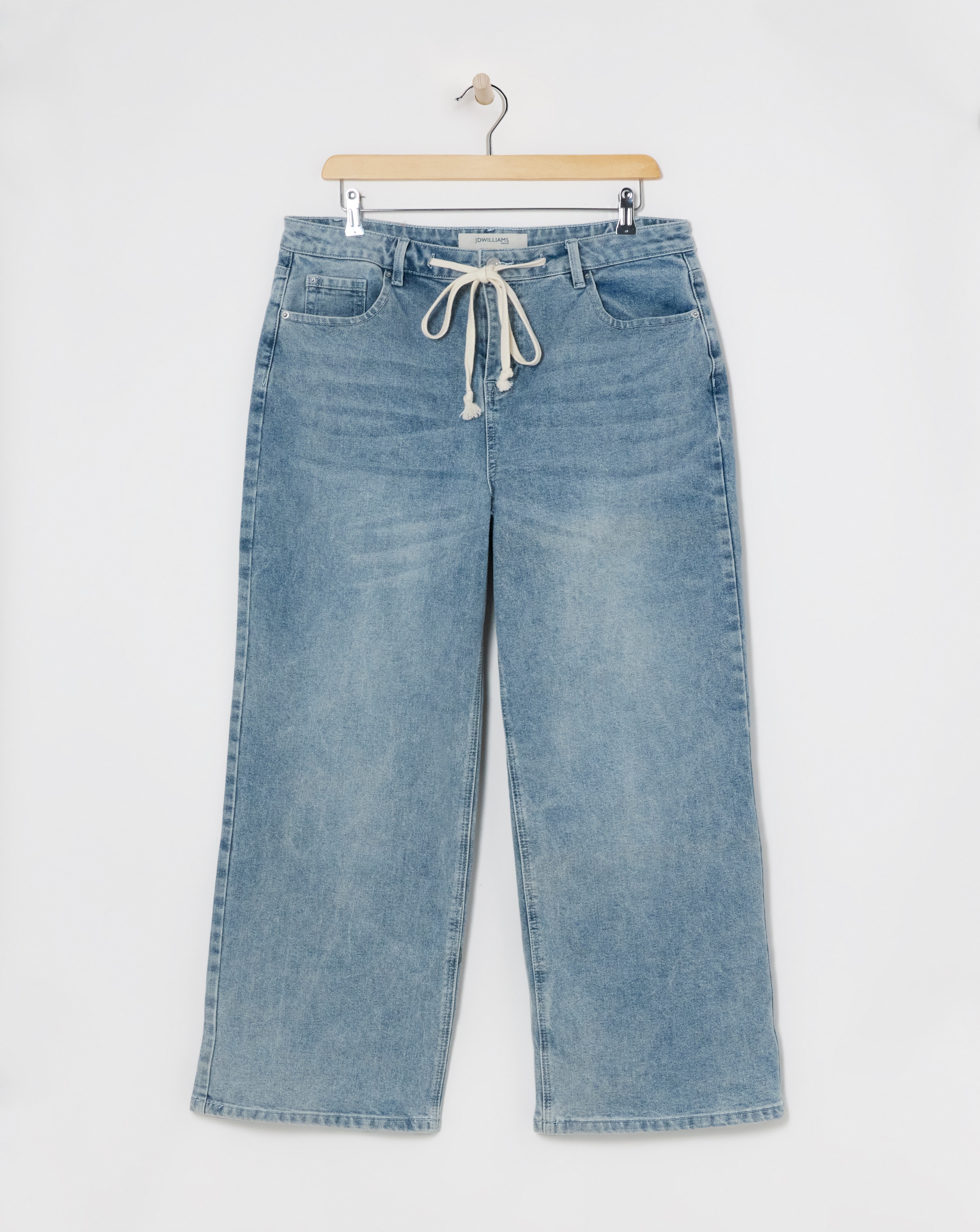 Light Blue Tie Front Wide Leg Jean