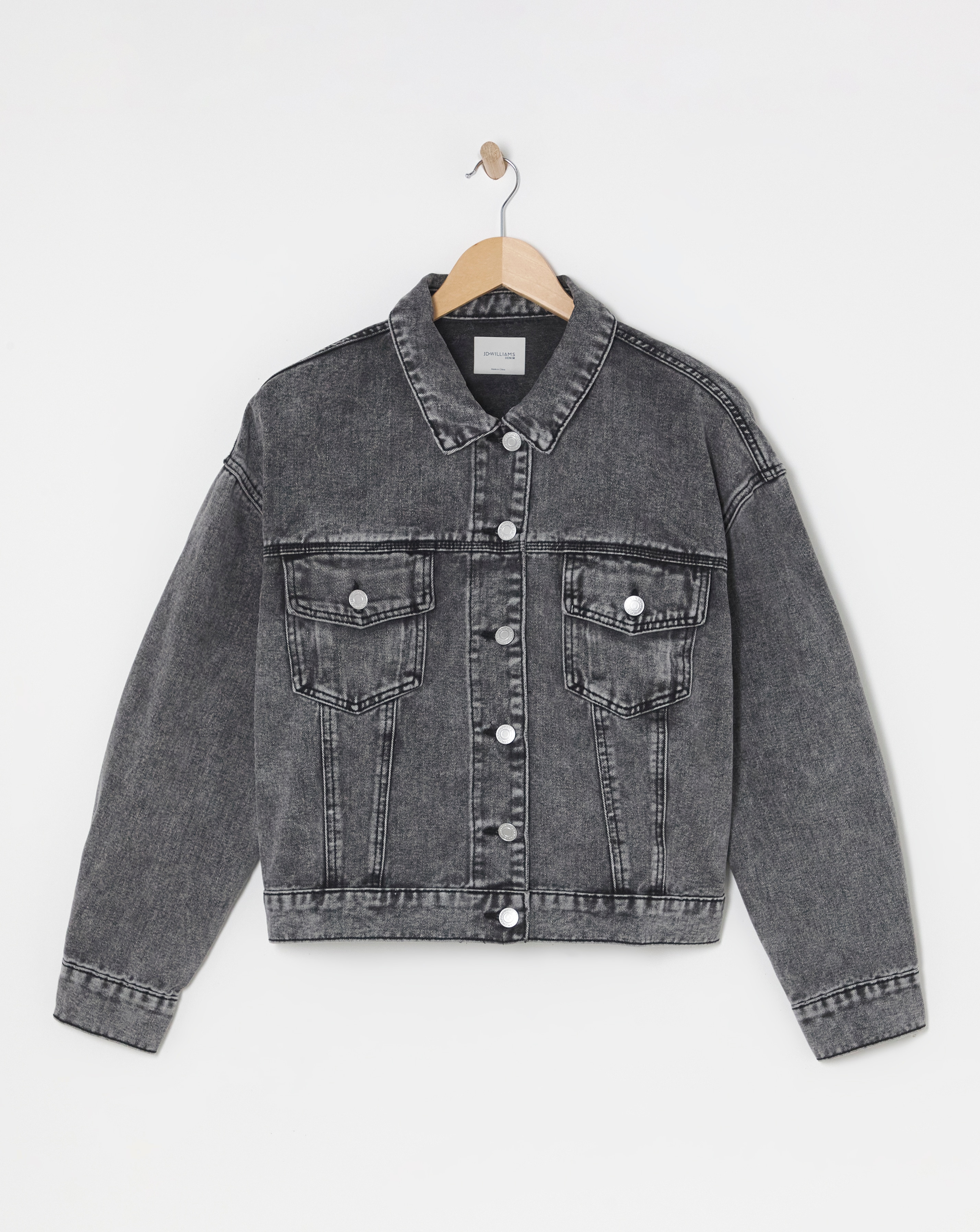 Washed Black Cropped Denim Jacket
