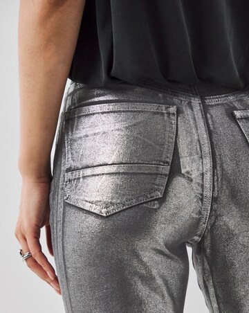 Silver Metallic Slim Leg Jeans