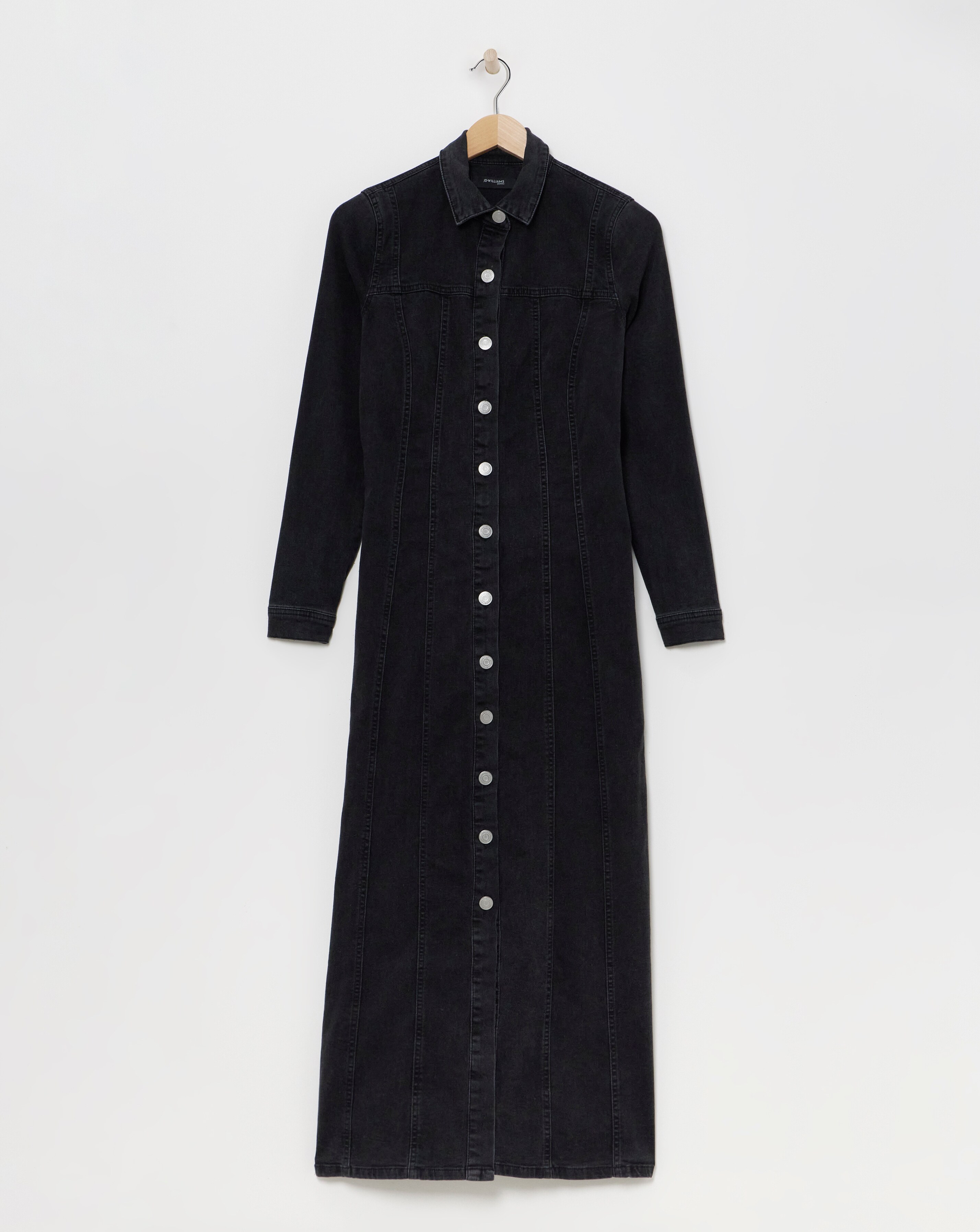 Black Fitted Denim Shirt Dress