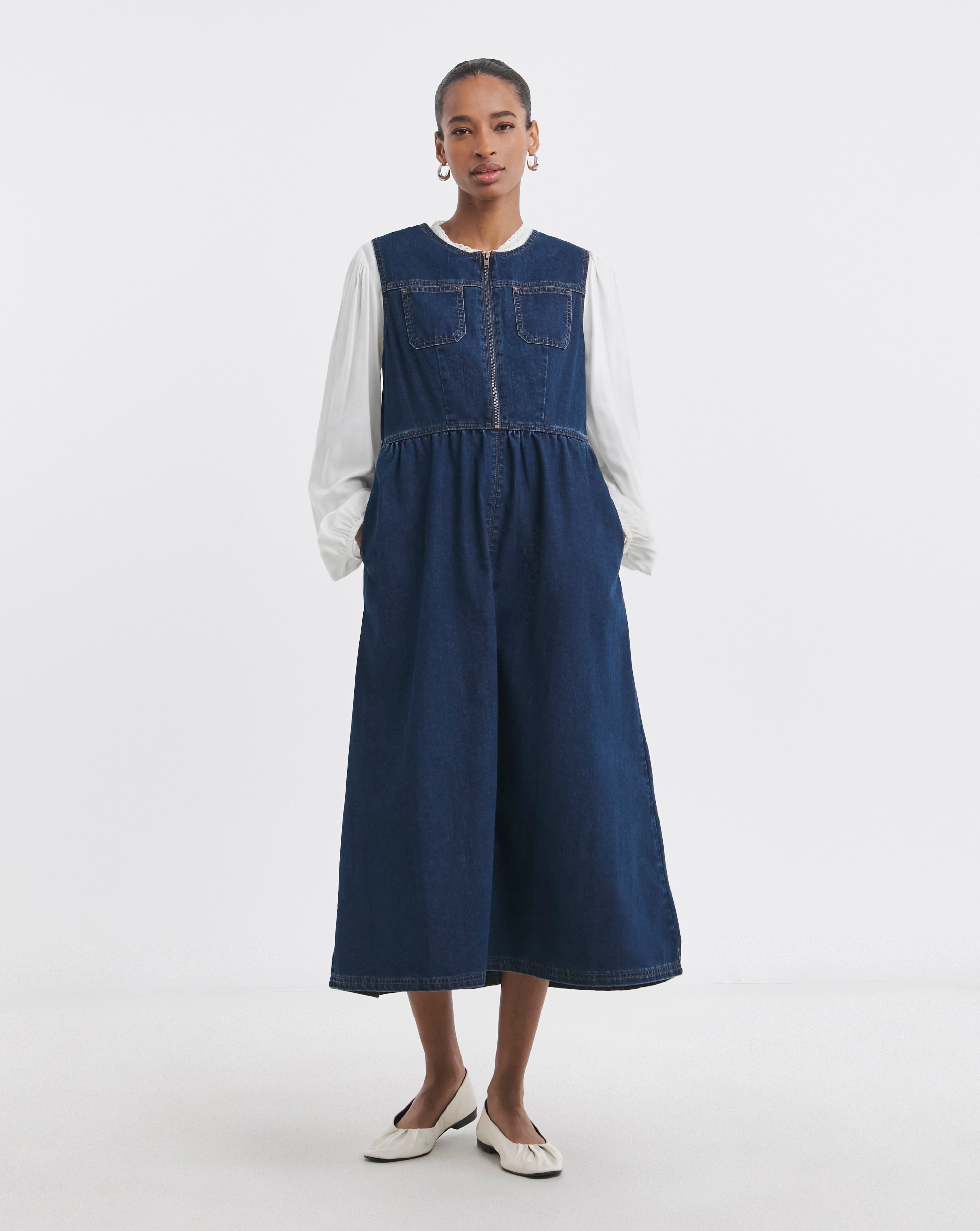 Indigo 1/2 Zip Collar Dress