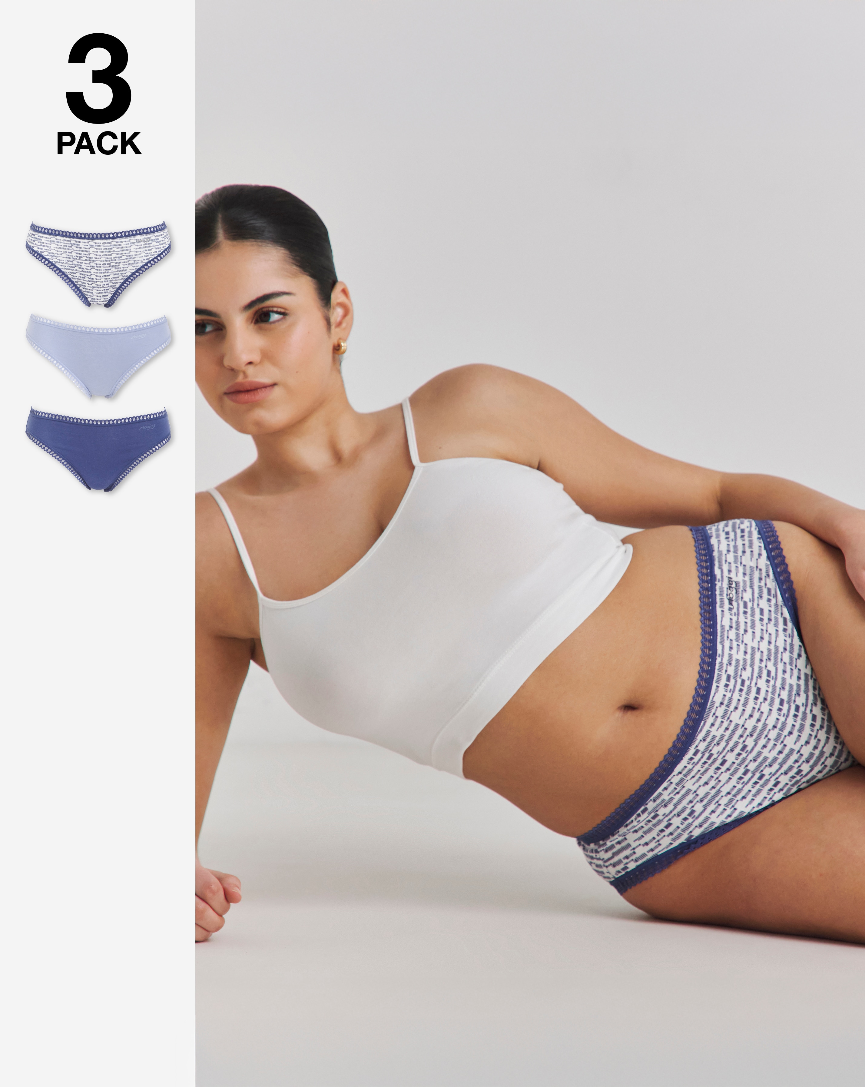 Sloggi 3Pk GoCrush Tai Knicker Blue Mult