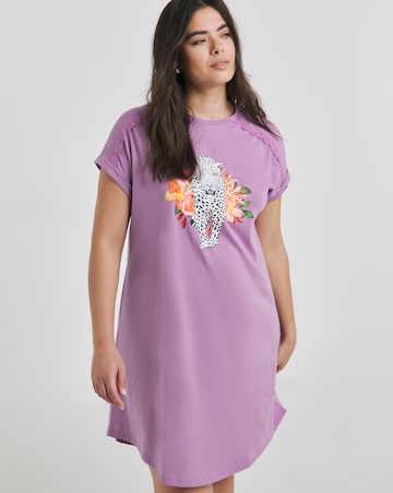 Joe Browns Placement Leopard Print Nightie Lilac